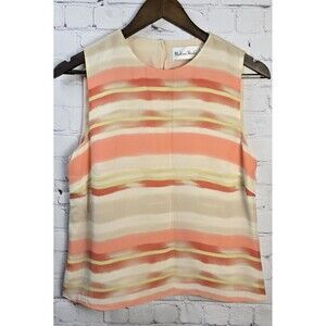 Vintage Madison Studio Sleeveless Stripe Blouse 100% Silk Side Zip Y2K Size 10